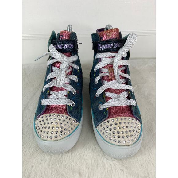 Skechers Girls Size 2 Donut Crystal Star High Tops Shoes Rhinestones - Picture 2 of 8